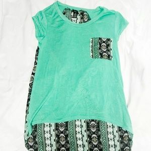 Rue21 High Low tribal print Mint teal Tunic Top